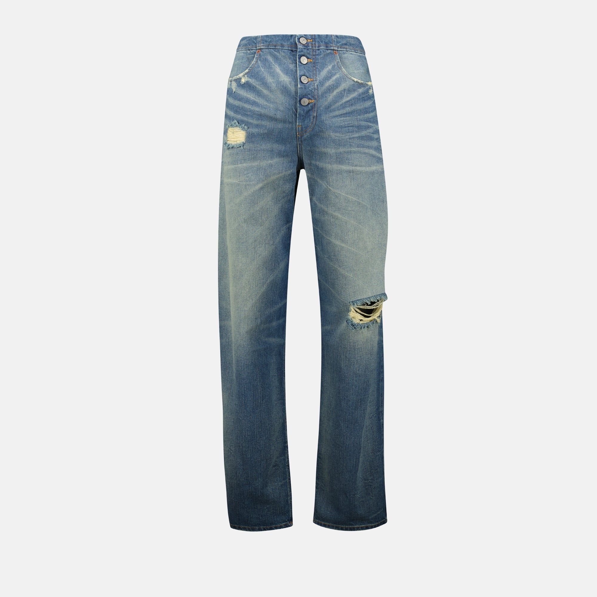 Pantalons Jean effet usé Mm6 Bleu Femme