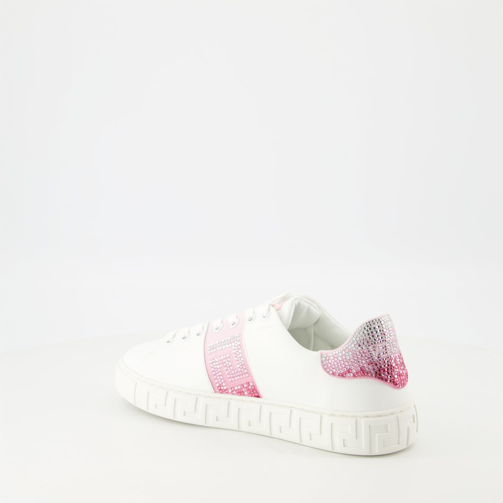 Baskets Baskets Greca à cristaux Versace Blanc Femme