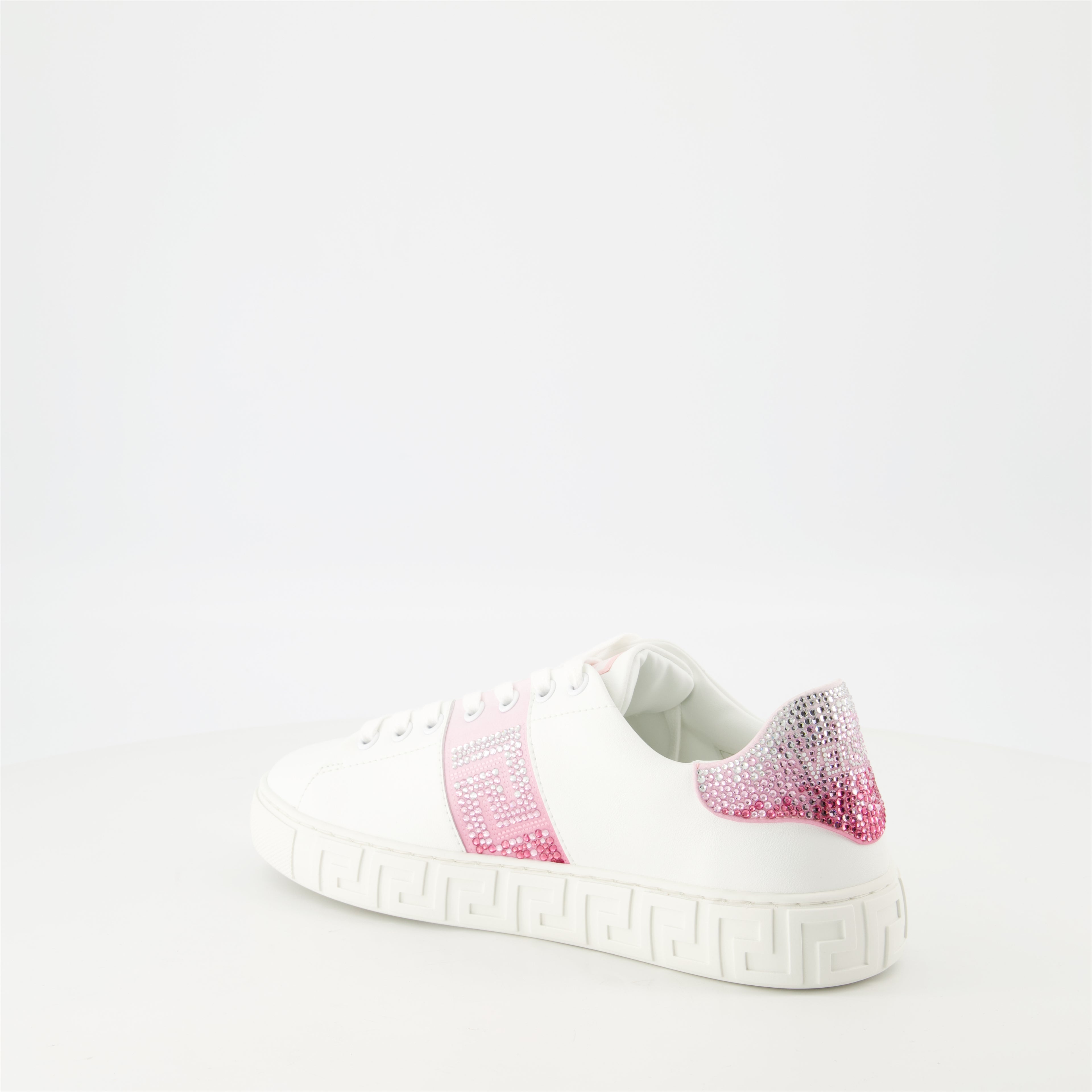 Baskets Baskets Greca à cristaux Versace Blanc Femme