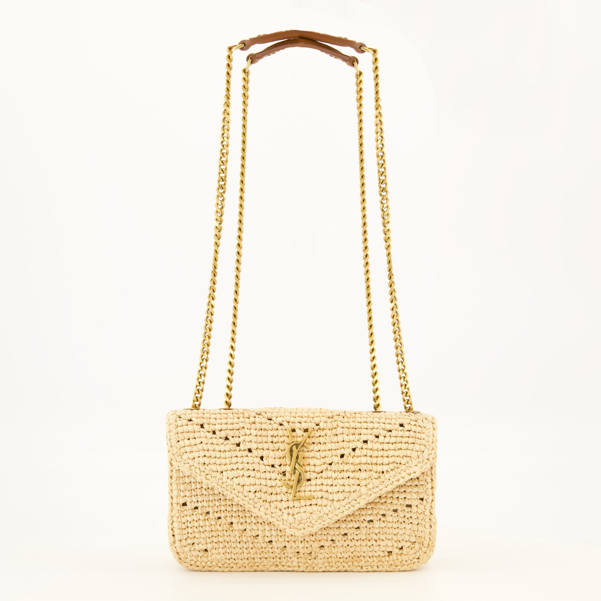 Sacs bandoulière Sac Loulou mini en raphia veige Saint Laurent Beige Femme