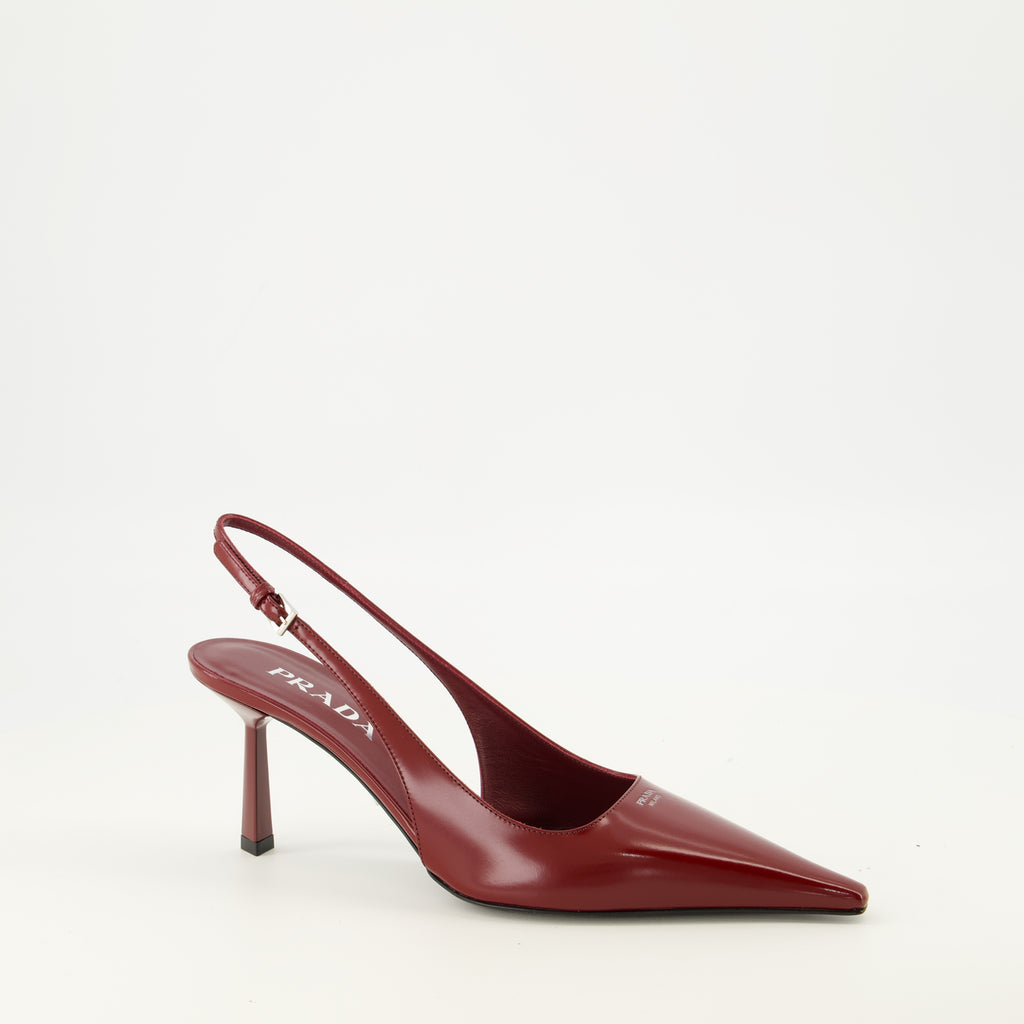 Escarpins 赤いパテントレザーのヒール Prada Rouge Femme