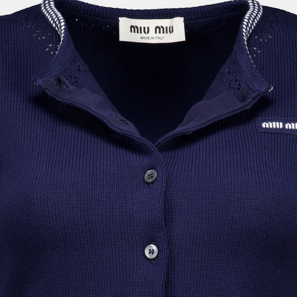 Maille Navyblauer kurzer Baumwollcardigan Miu Miu Bleu foncé Femme