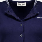 Maille Cardigan Corto Blu Navy In Cotone Miu Miu Bleu foncé Femme