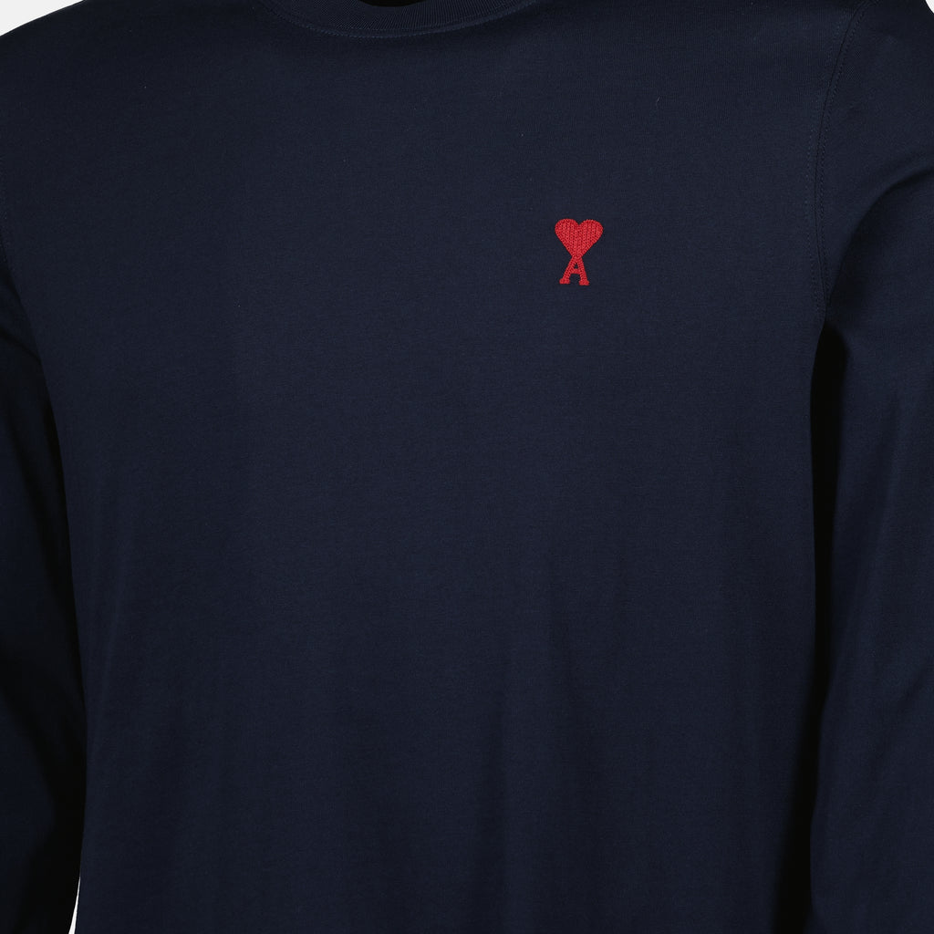 Image of the long-sleeve T-shirt 'Ami de cœur' by Ami PARIS for Unisex - Fall-Winter 2025 - Detailed View 3
