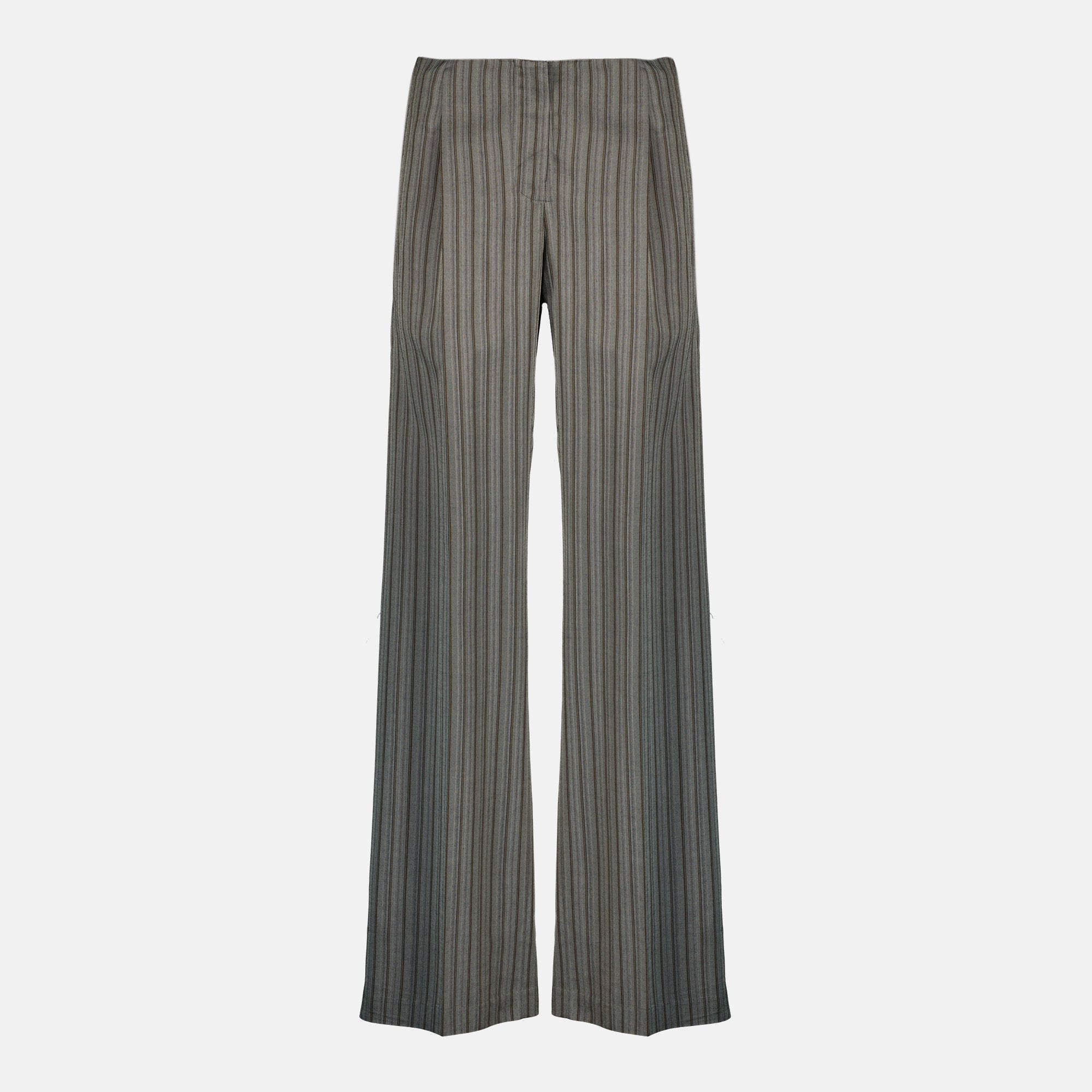 Image of the Reyer gray striped pants from the brand Christopher Esber for Women - Spring-Summer 2026 - Front View