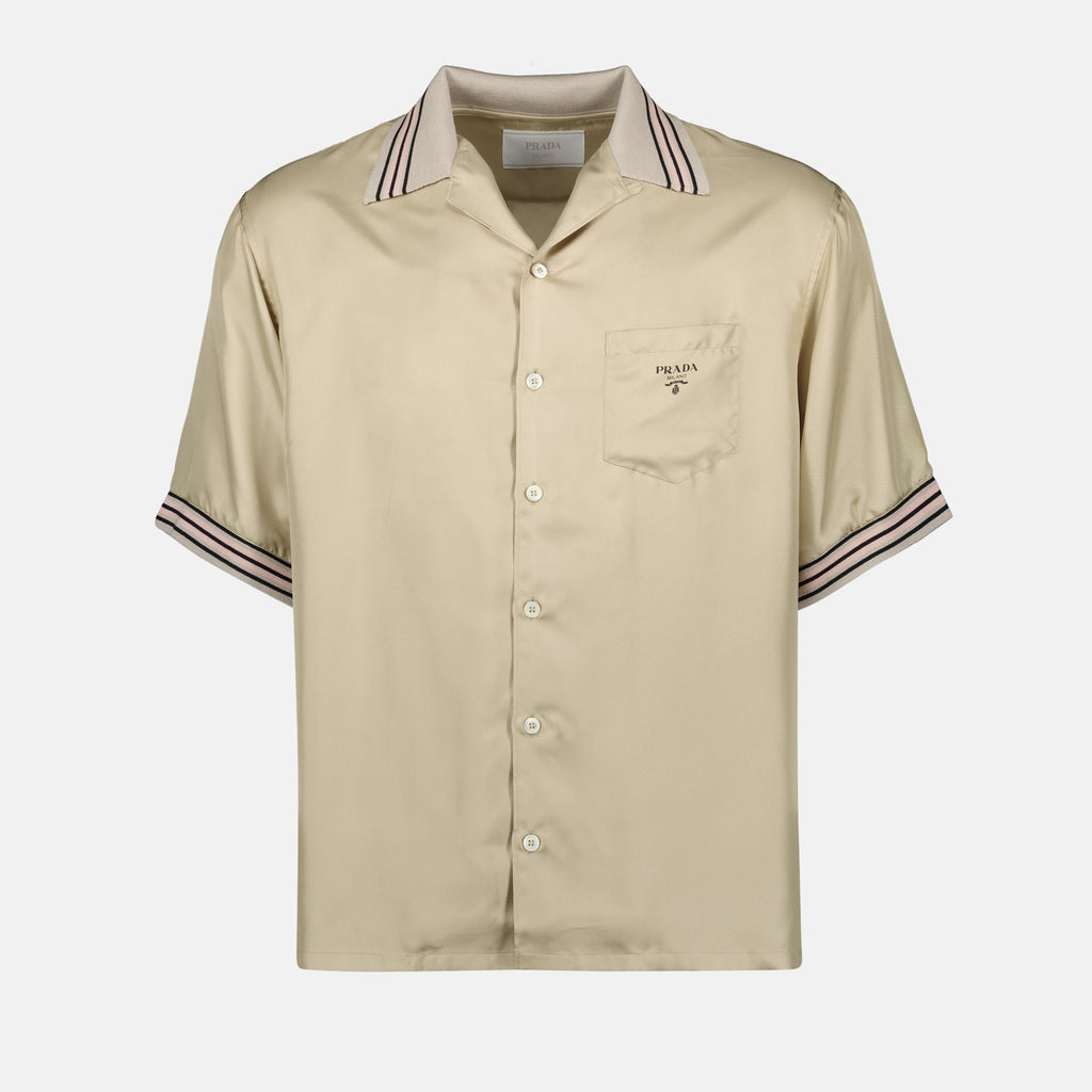 Camisas Camisa de Seda Prada Bege Homme