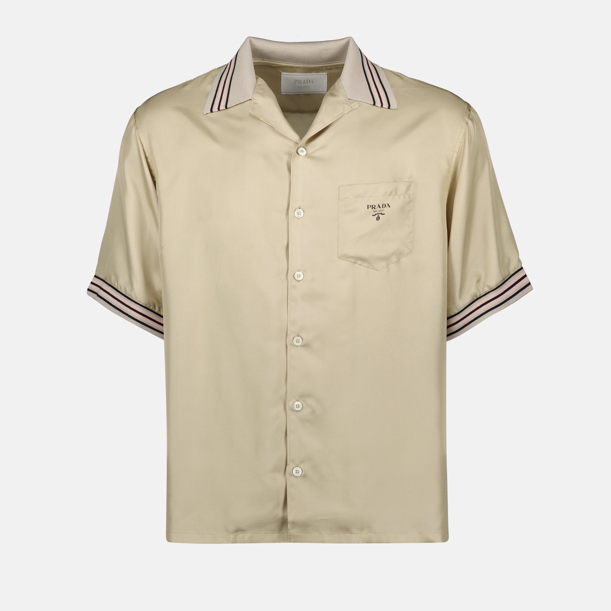Camisas Camisa de Seda Prada Bege Homme