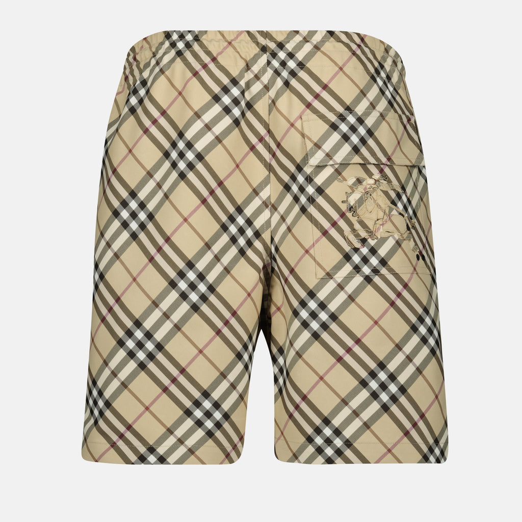 Shorts Pantalones Cortos a Cuadros Burberry Beige Homme