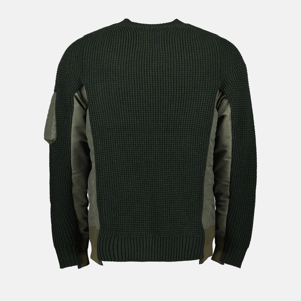 Maille Pull bi-matière Sacai Vert Homme