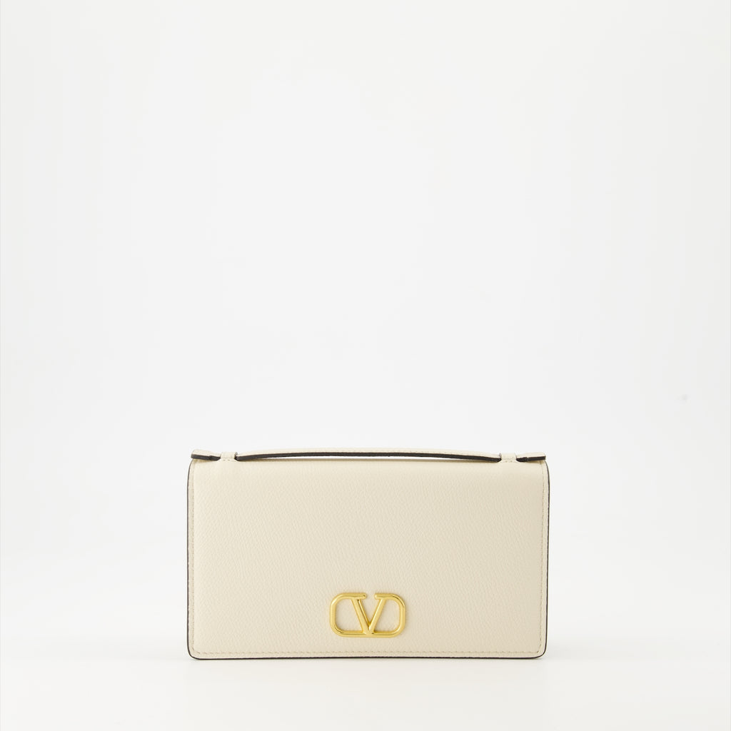 スモールレザーグッズ Portefeuille VLogo à chaîne Valentino Garavani 白 Femme