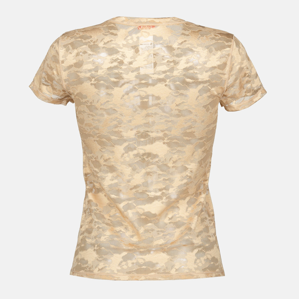 Bild des Kasia-ULT T-Shirts aus beiger Spitze der Marke Diesel für Damen - Frühjahr/Sommer 2026 - Rückansicht