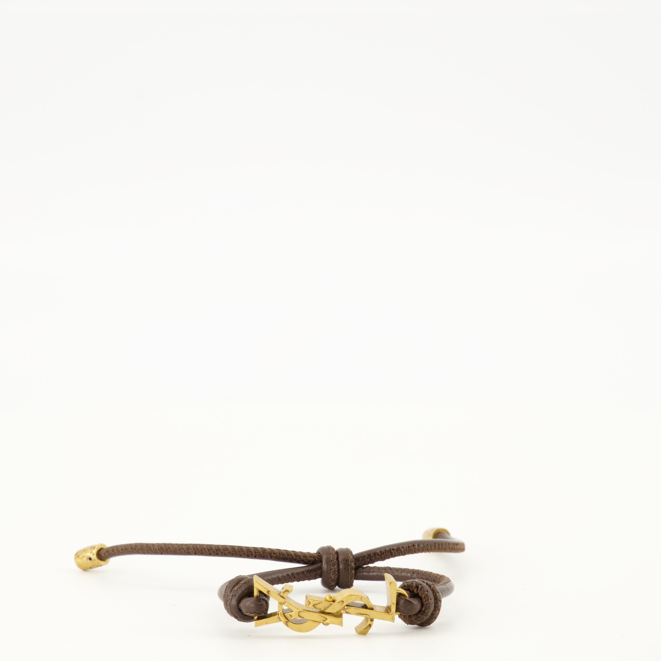 Bijoux Bracelet Cassandre en cuir marron Saint Laurent Marron Homme