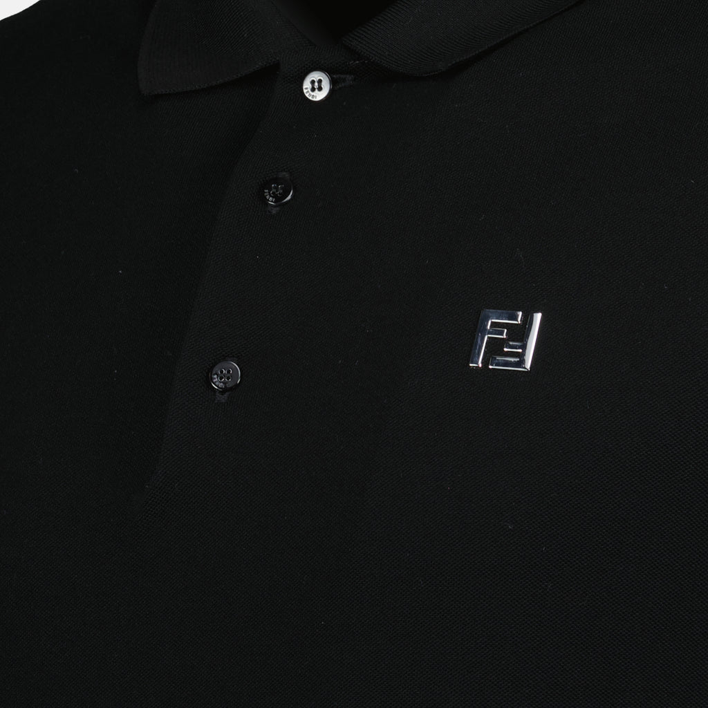 Polos Polo en coton piqué Fendi Noir Homme