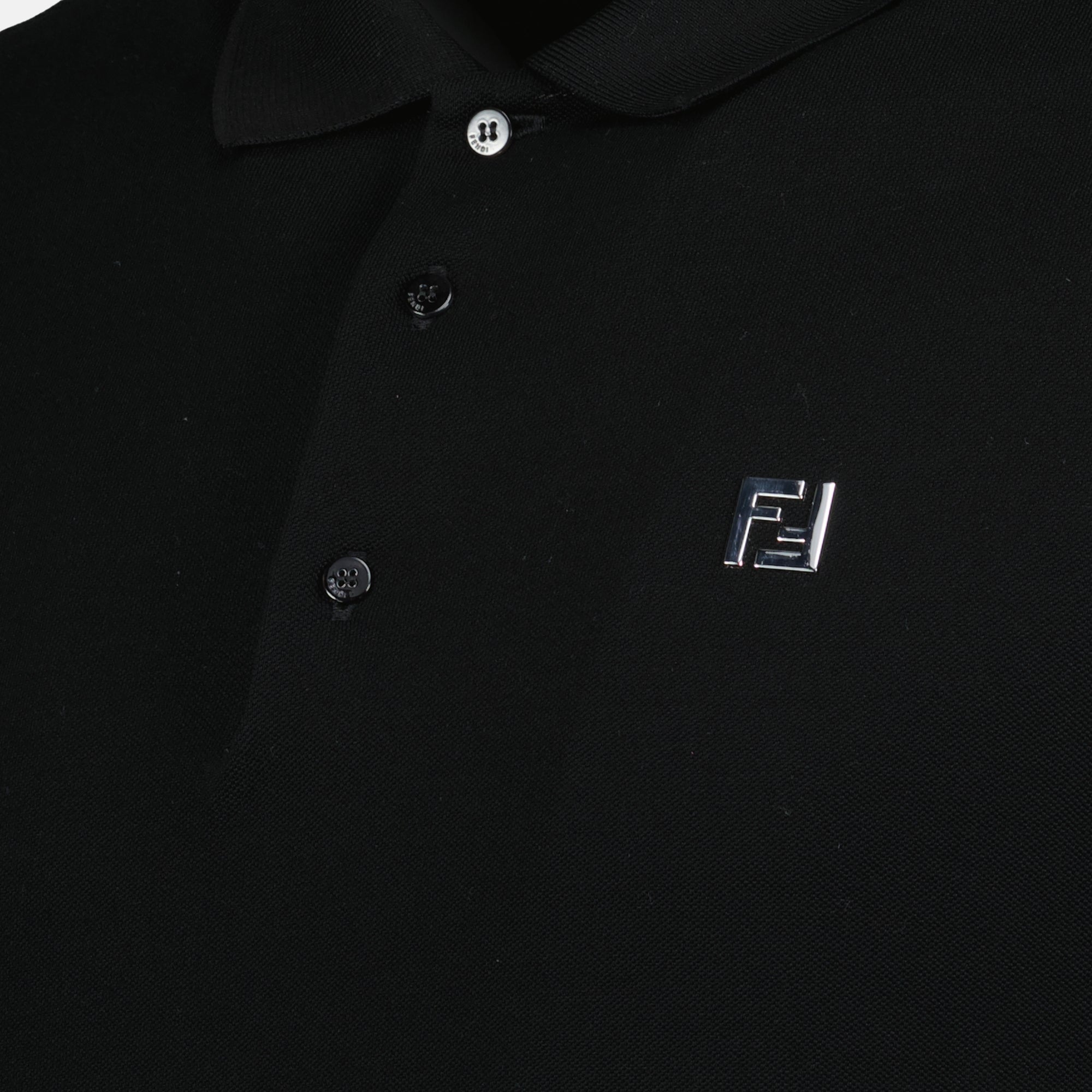 Polos Polo en coton piqué Fendi Noir Homme