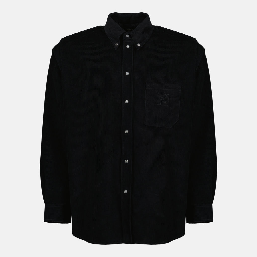 Image de l'article Chemise en velours noir de la marque Fendi pour Homme - Saison Printemps-Été 2026 - Vue de Face