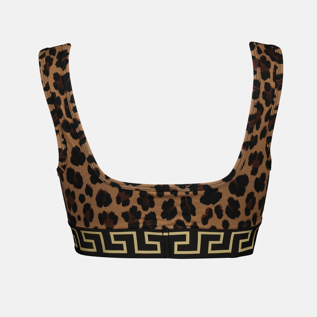 Tops Brassière Greca leopard Versace Marron Femme