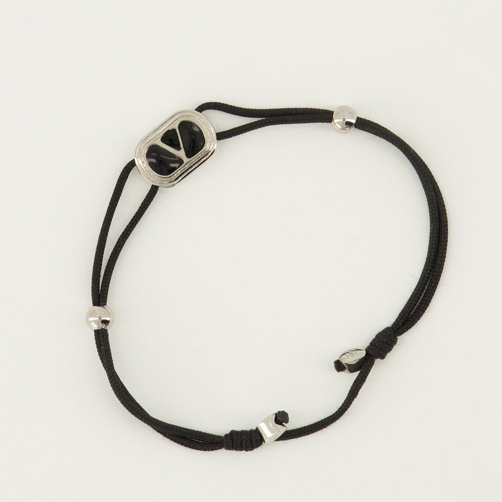 Bijoux Bracelet Ovalette à cordon et émail noir Valentino Garavani Noir Homme