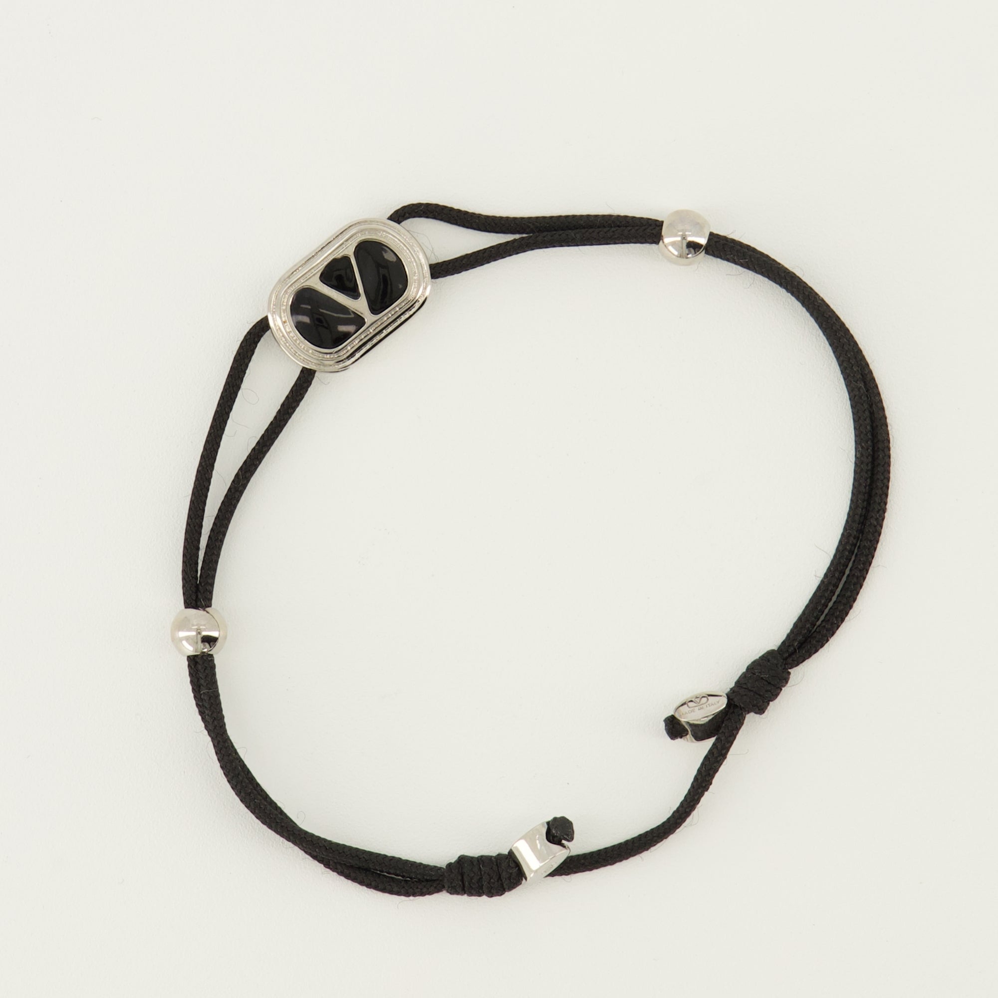 Bijoux 코드와 블랙 에나멜이 있는 Ovalette 브레이슬릿 Valentino Garavani Noir Homme