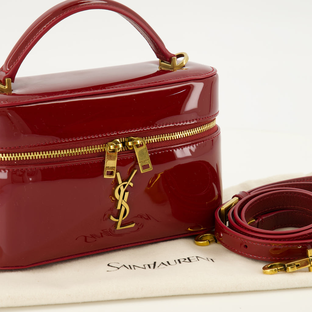 Sacs bandoulière Gaby Vanity Bolsa de Couro Patente Vermelha Saint Laurent Rouge Femme