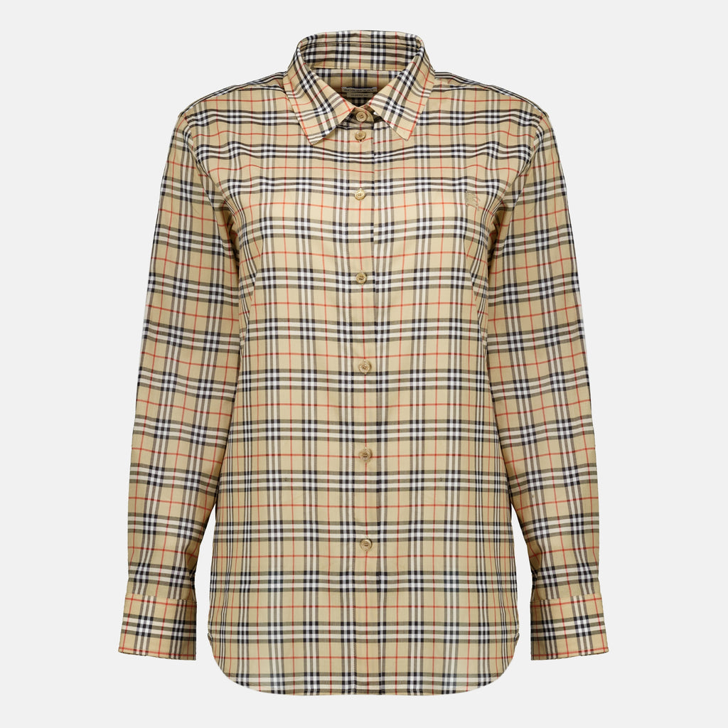 Chemises 체크 면 셔츠 Burberry Beige Femme