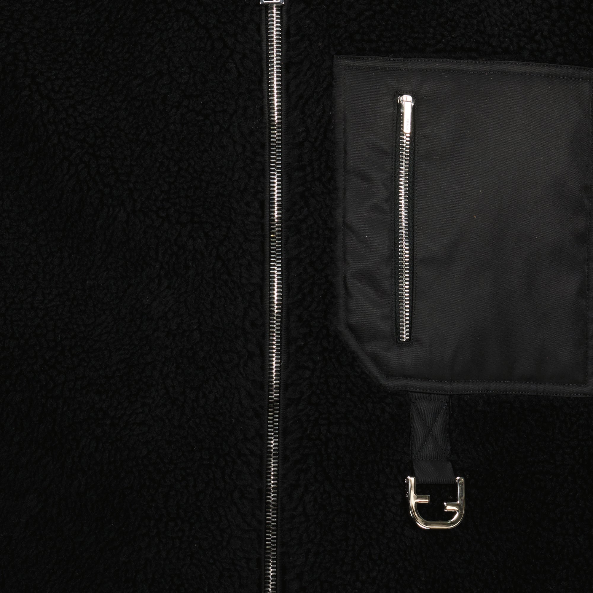 Image of the item Black teddy sleeveless jacket by Fendi for Men - Spring-Summer 2026 - Detailed View_2