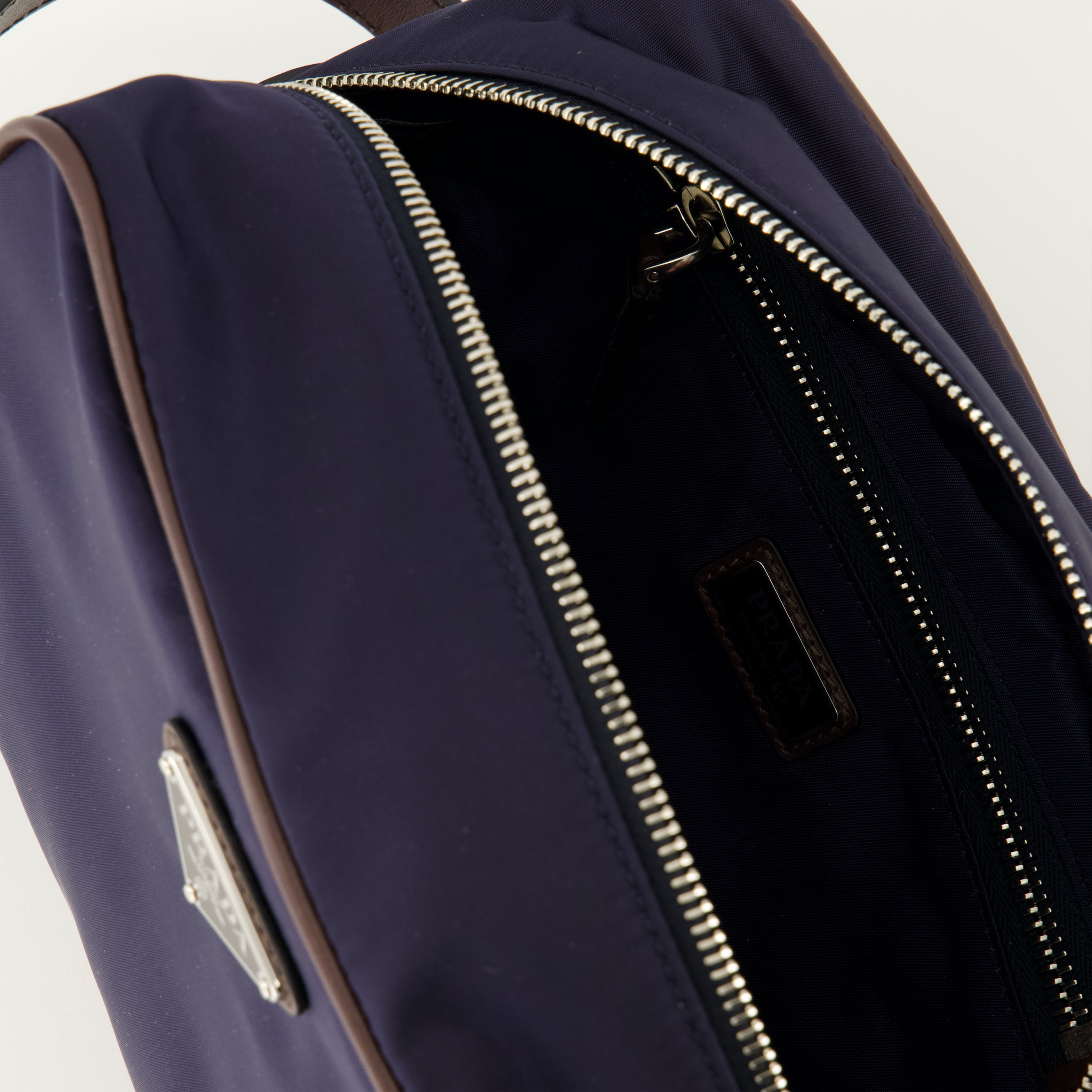 Pochettes SpeedRock Navy Blue Pouch in Re-Nylon and Leather Prada Bleu foncé Homme