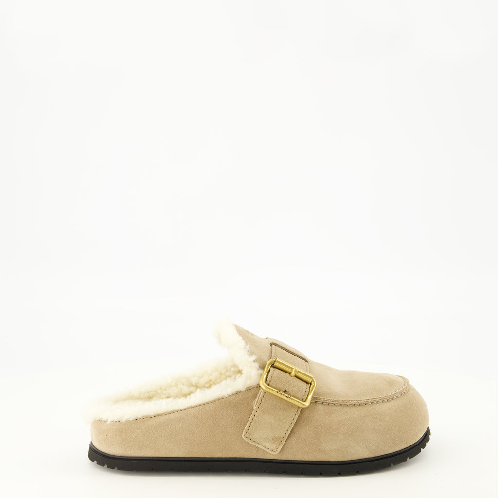 Chaussures ouvertes Mules de Camurça Beje Prada Beige Femme