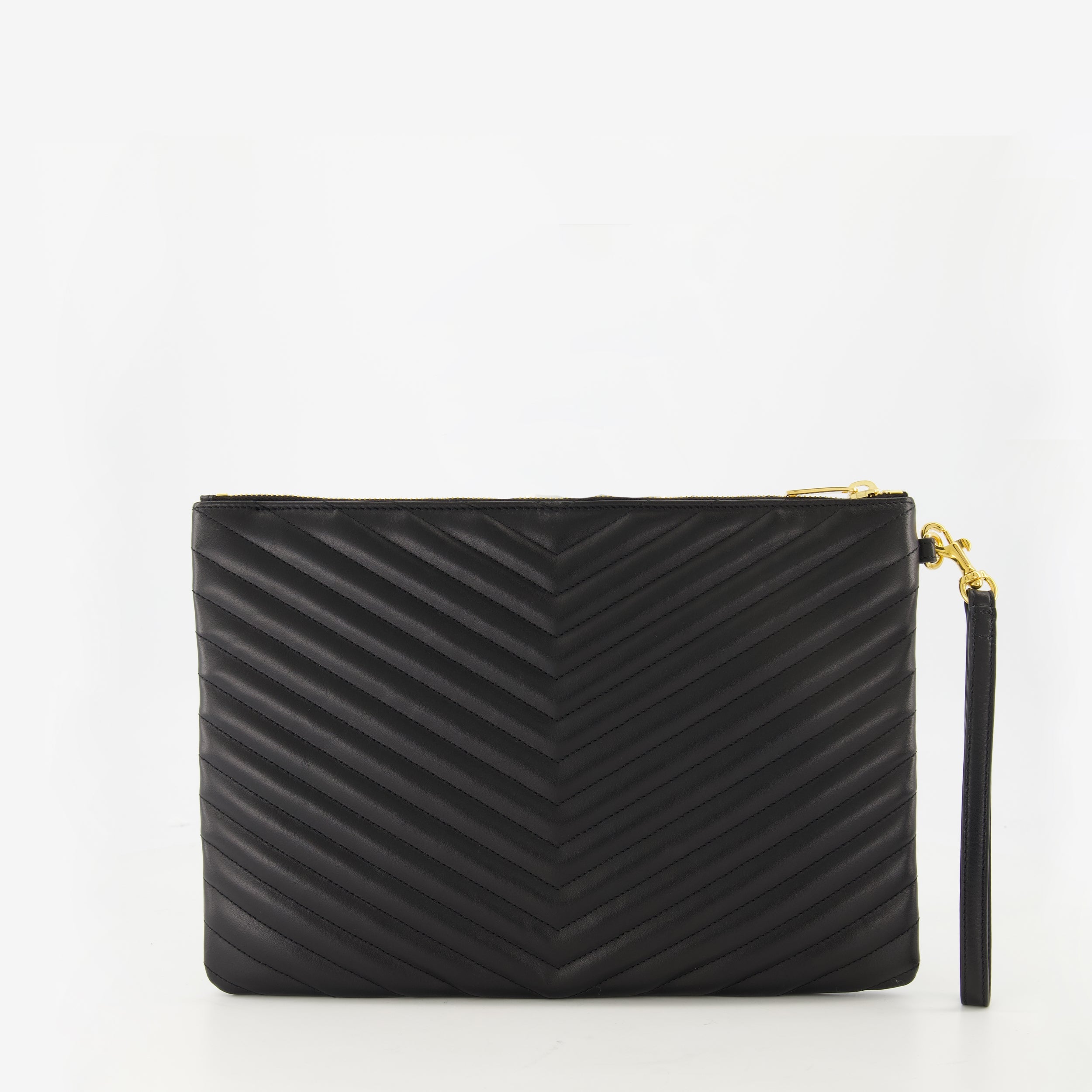Imagem da clutch Cassandre preta da marca Saint Laurent para Mulheres - Temporada Primavera-Verão 2026 - Vista Traseira