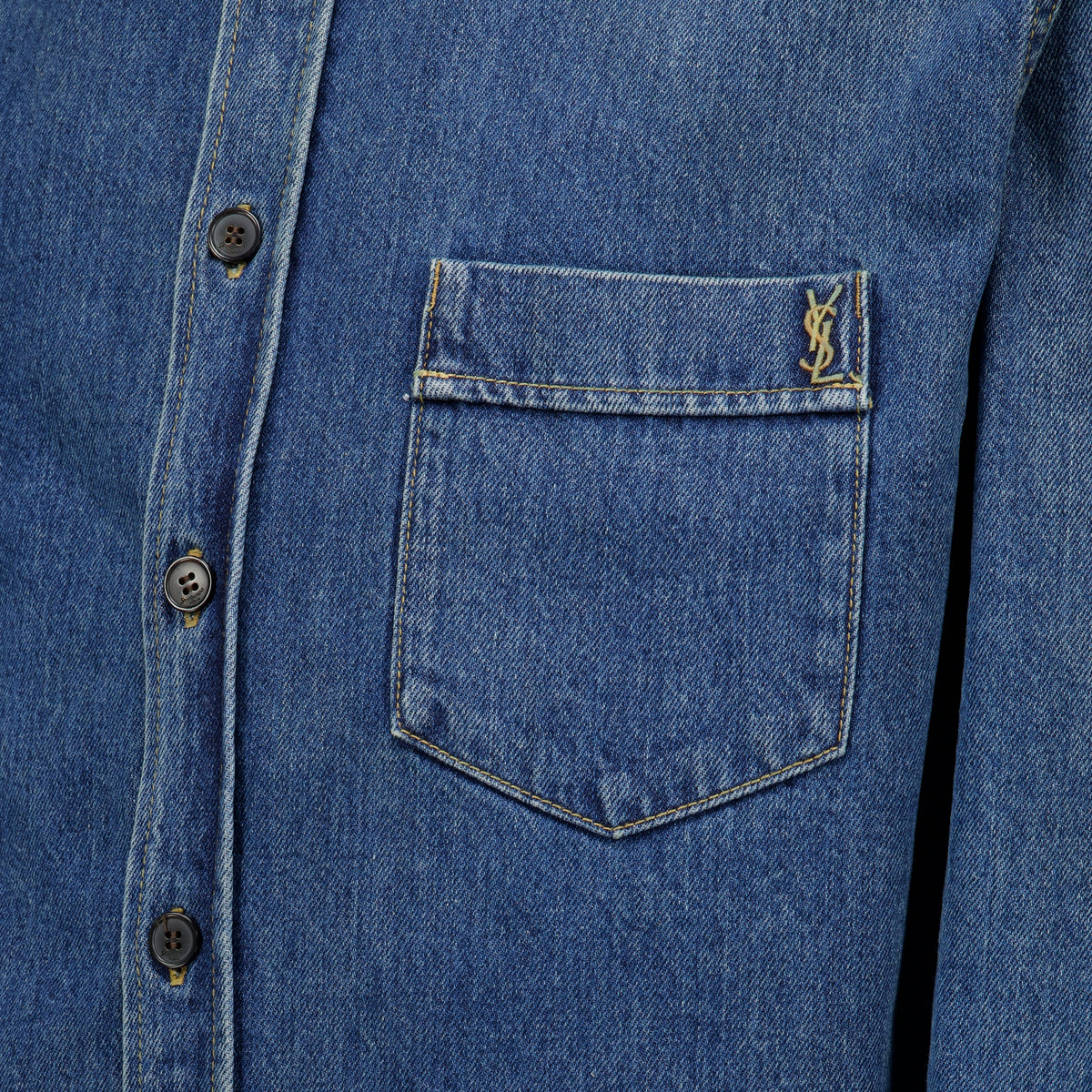 Chemises Chemise cassandre en denim Saint Laurent Bleu Homme
