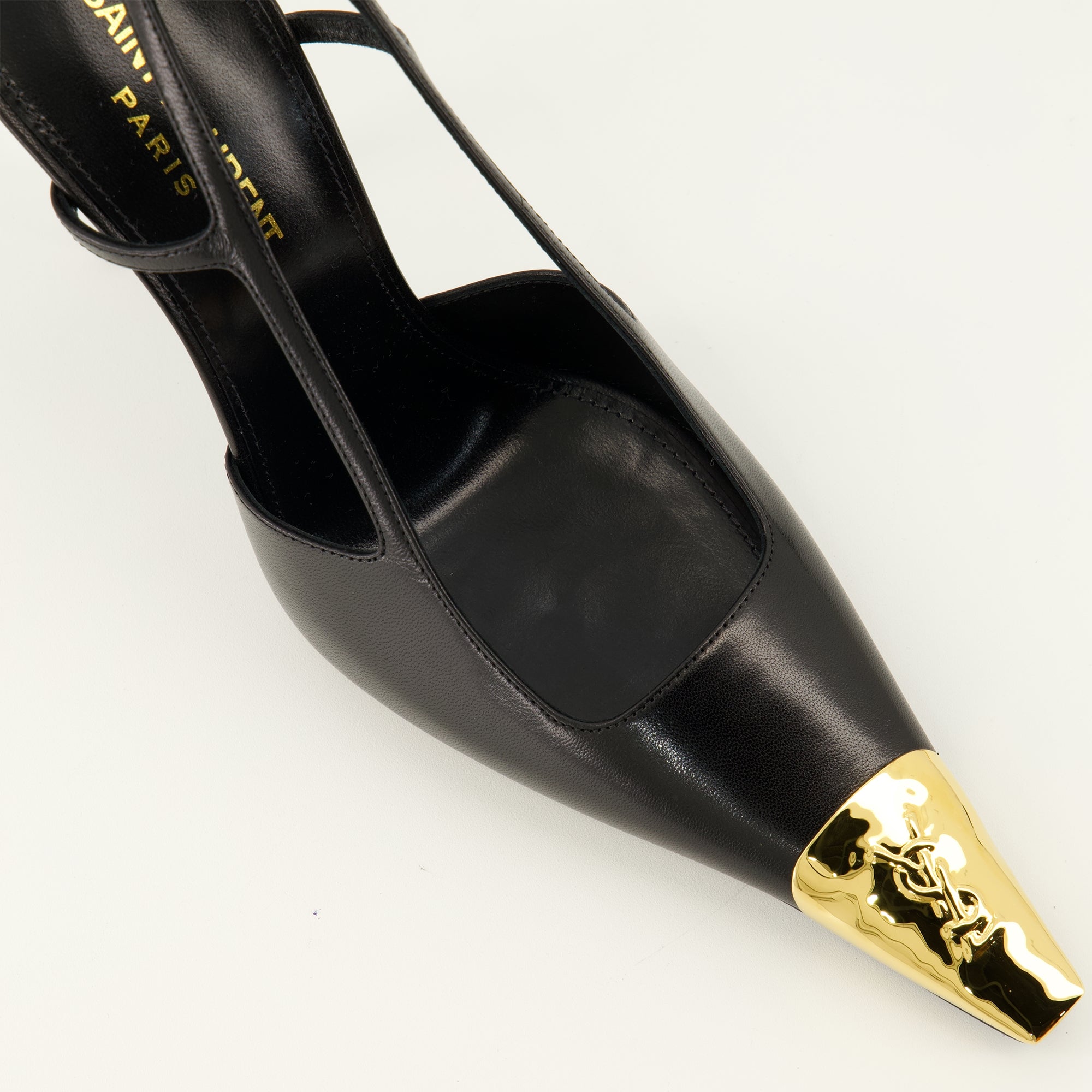 Escarpins Slingbacks Jeanne en cuir noir Saint Laurent Noir Femme