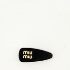 Imagen del Clip de Pelo de Terciopelo Negro de Miu Miu para Mujer - Temporada Primavera-Verano 2026 - Vista Frontal
