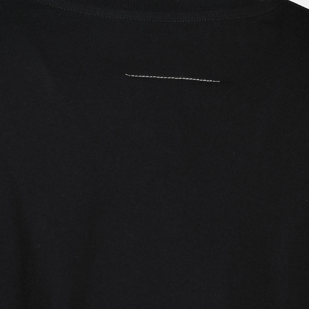T-shirts ブラックコットンシグネチャーTシャツ Mm6 Noir Femme