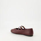 Image of the Prada women's leather ballerinas - Fall-Winter 2025 season - Three-quarter back right view