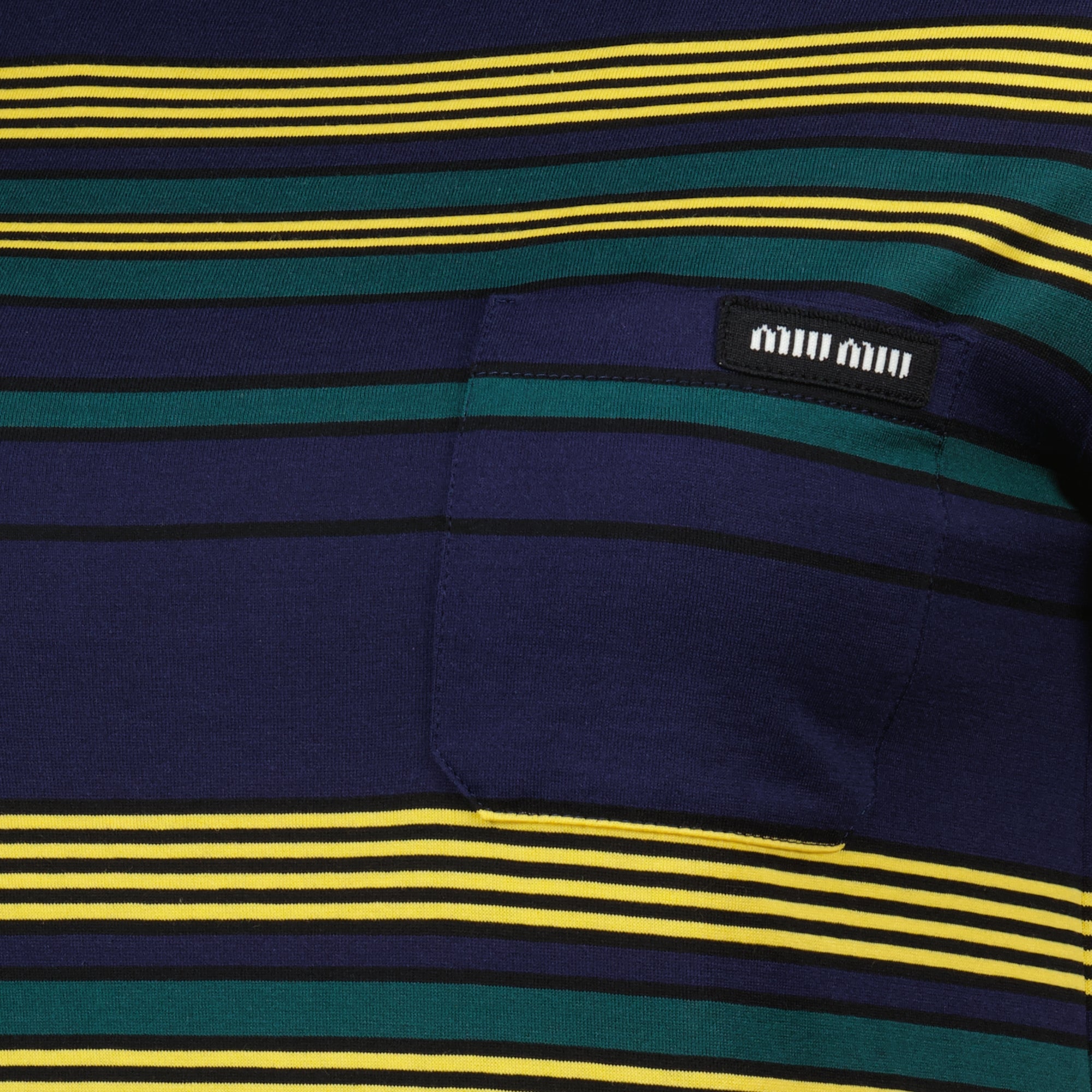 Image de l'article T-shirt rayé en coton de la marque Miu Miu pour Femme - Saison Printemps-Été 2026 - Vue détaillée_1