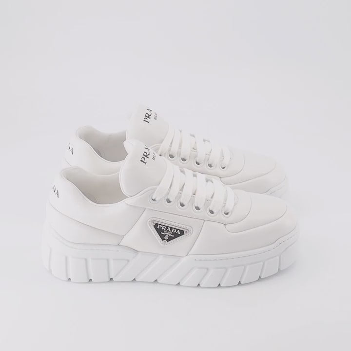 Baskets Baskets en cuir nappa Prada Blanc Femme