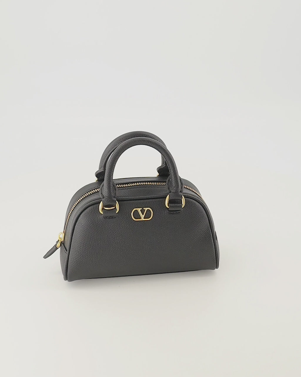 Sacs à main et épaule Mini VLogo Bowling Bag in Black Leather Valentino Garavani Noir Femme