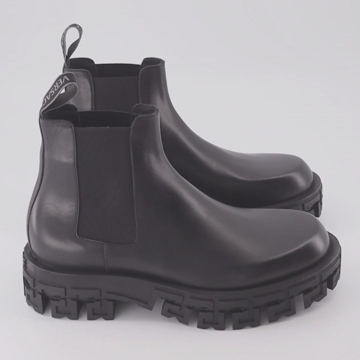 Boots and ankle boots Greca Chelsea Boots Versace Black Man