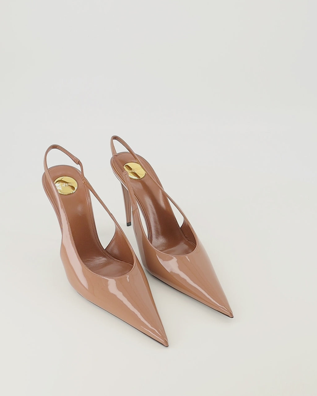 Chaussures ouvertes Slingbacks Guermantes en cuir verni beige Saint Laurent Beige Femme