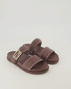 Chaussures ouvertes Fendi Feel Braune Leder Sandalen Fendi Marron Femme