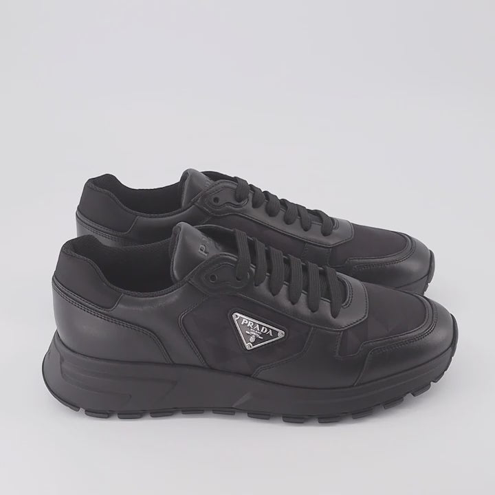 Baskets Baskets en cuir et Re-Nylon Prada Noir Homme
