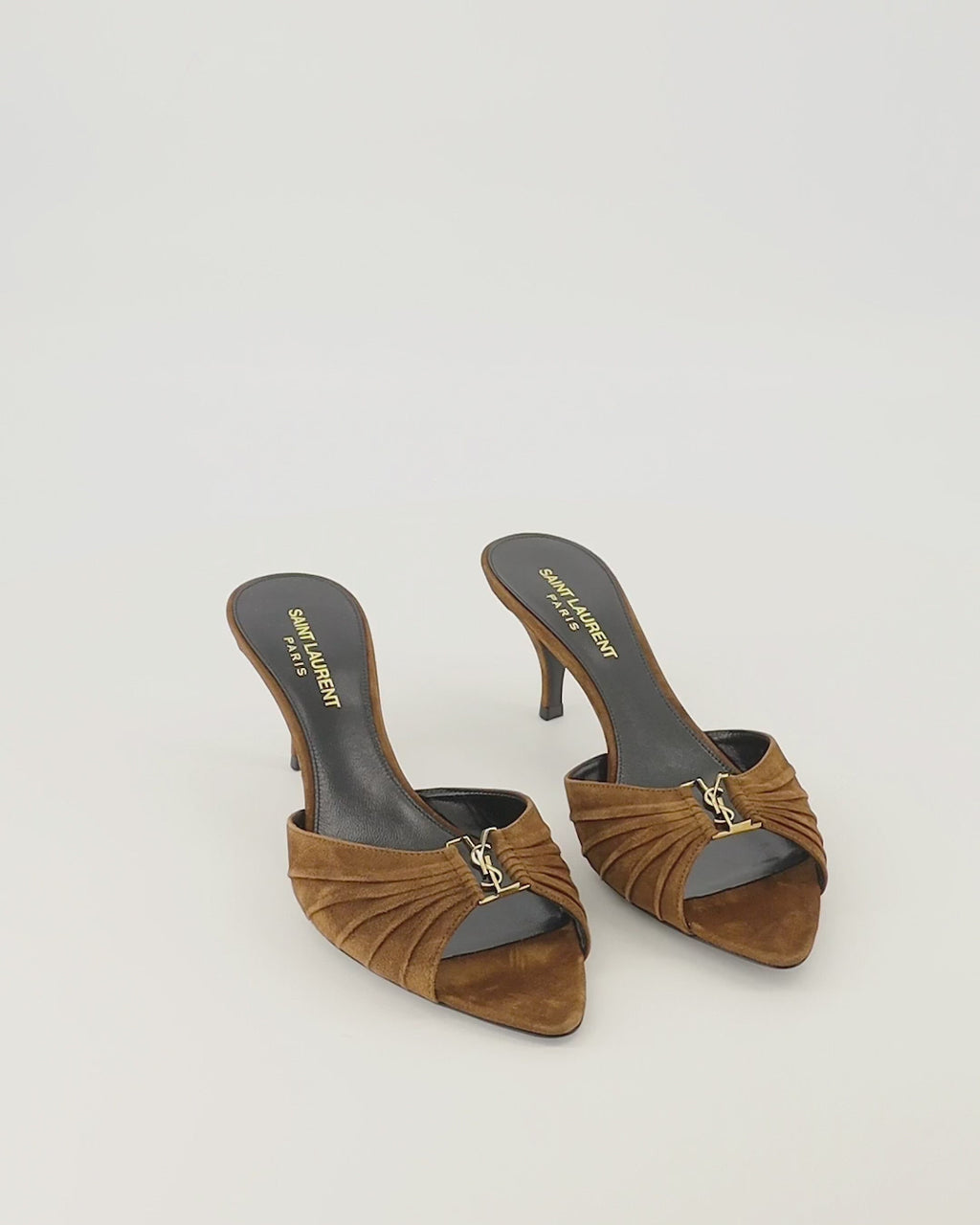Chaussures ouvertes Mules Babylone marron en suède Saint Laurent Marron Femme