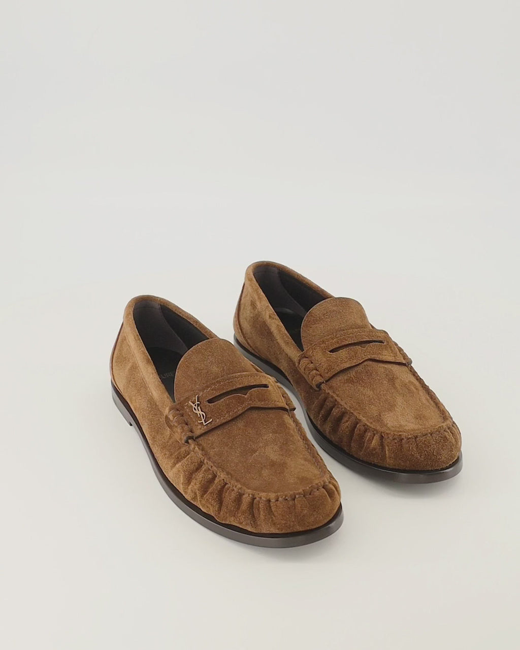 Mocassins Mocassins Loafer marron en suède Saint Laurent Marron Femme