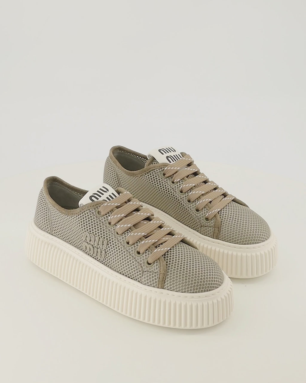 Baskets Baskets en mesh à plateforme marron Miu Miu Kaki Femme