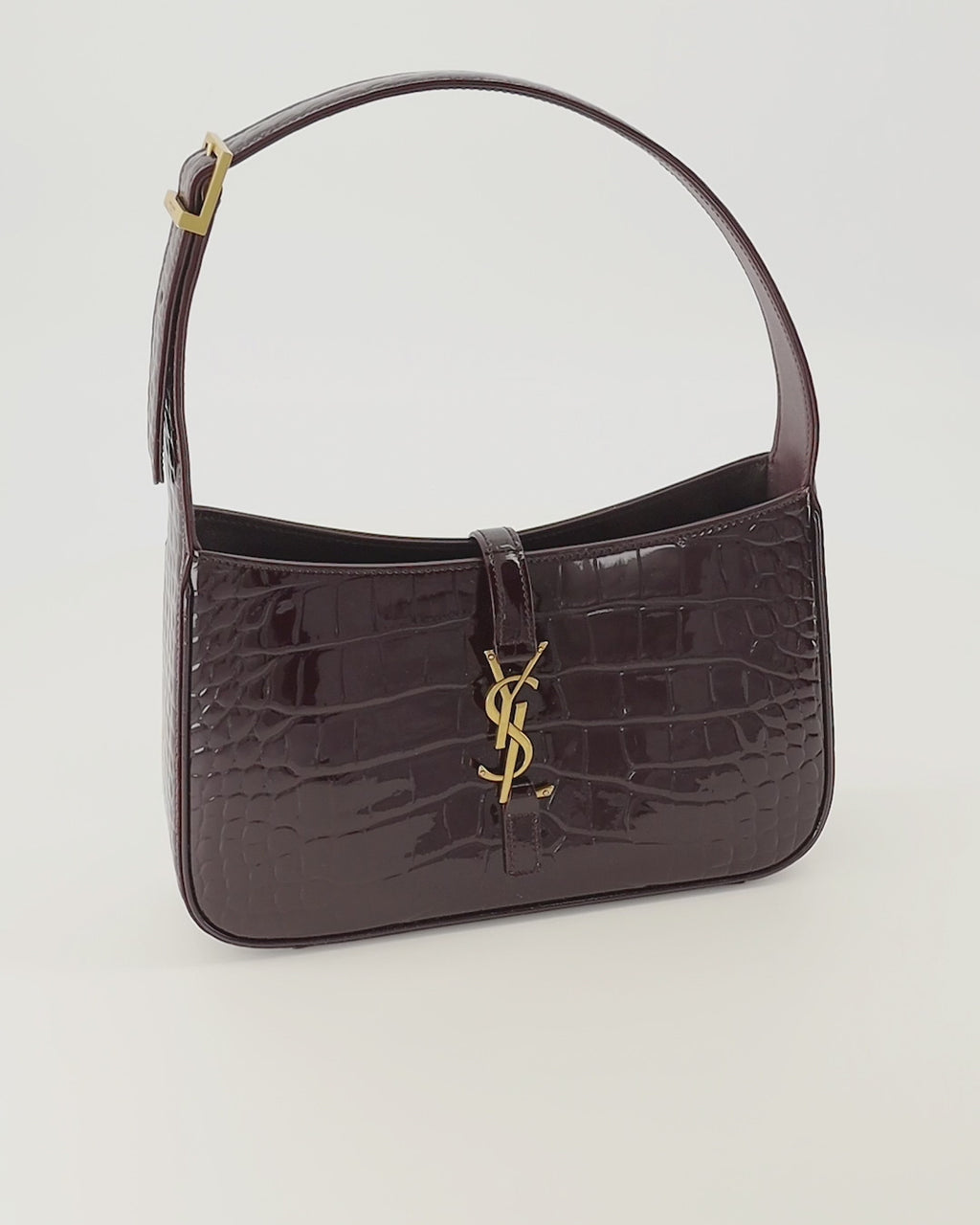 Sacs à main et épaule Le 5 à 7 Tasche aus bordeauxfarbenem, geprägtem Krokoleder Saint Laurent Bordeaux Femme