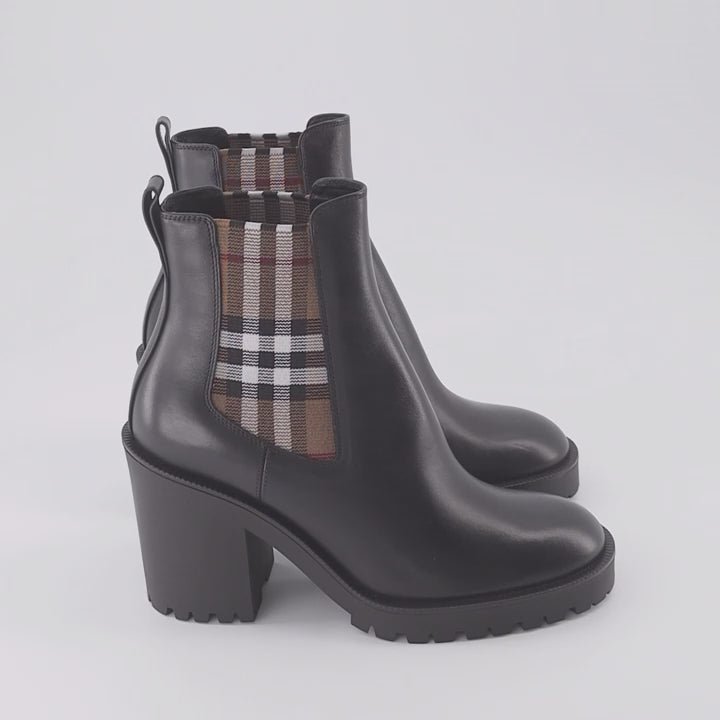 Ankle boots Checked leather ankle boots Burberry Black Women
