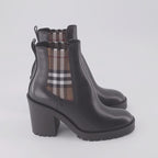 Ankle boots Checked leather ankle boots Burberry Black Women