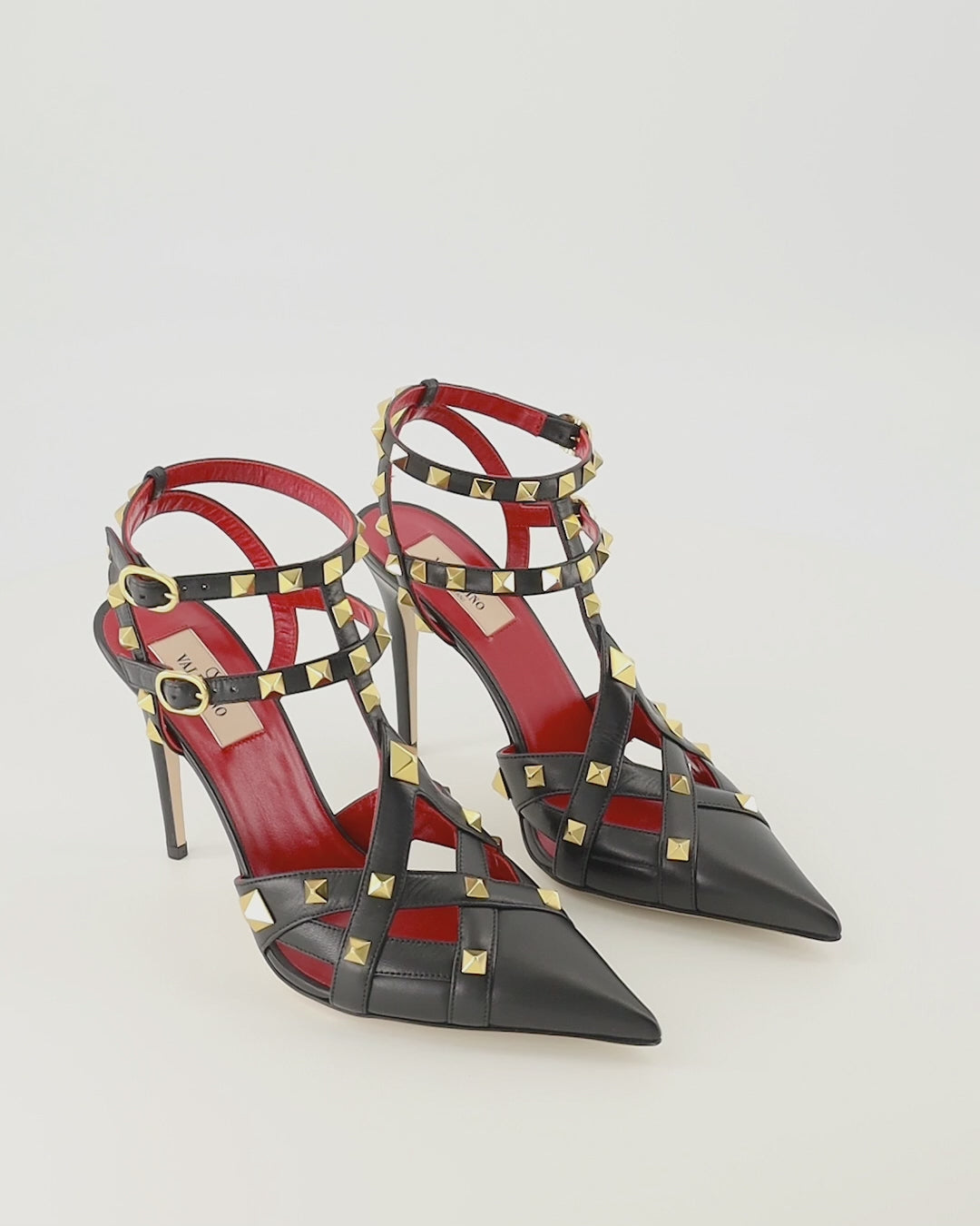 Escarpins Rockstud Pumps in Black and Red Leather Valentino Garavani Noir Femme