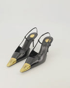 Escarpins Slingbacks Jeanne noir en cuir lisse Saint Laurent Noir Femme