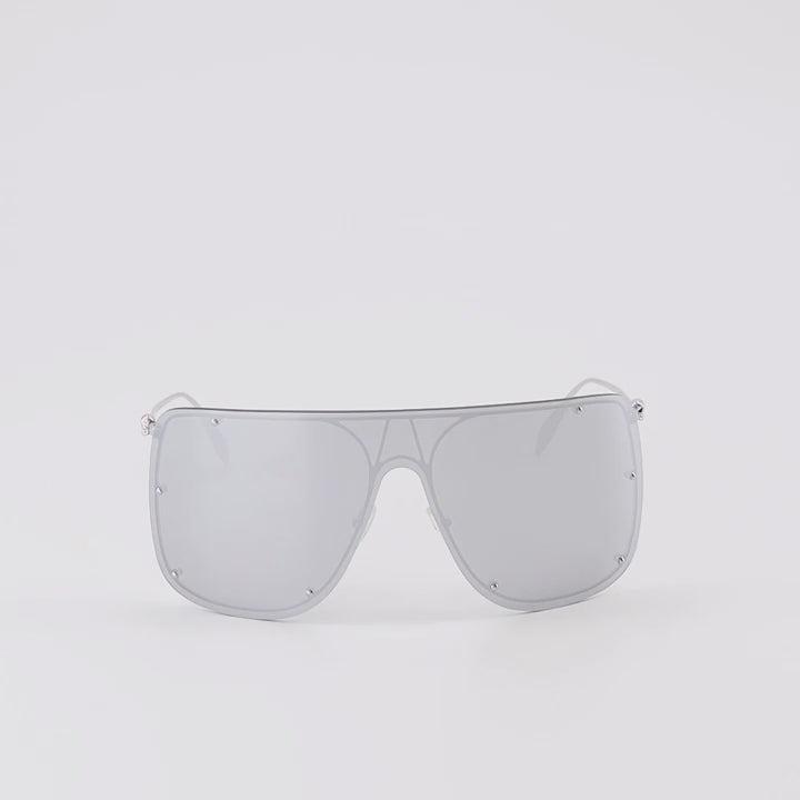 Lunettes Lunettes de soleil masque Alexander McQueen Argenté Unisexe