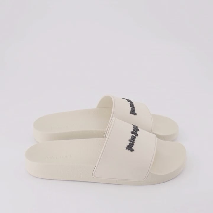 Zapatos abiertos Claquettes à logo Palm Angels Blanco Homme